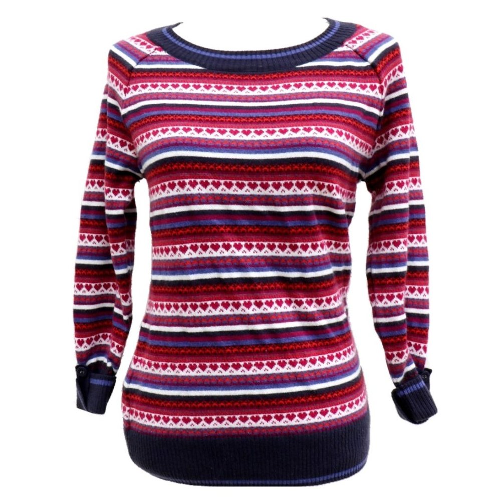 Kawaii Striped Heart Sweater Per Una Women's Small